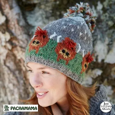 Pachamama - Wool Plush Highland Cow Bobble Hat Beanie • £22.95