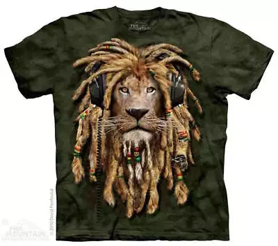 DJ Jahman Rasta Lion Headphones Jungle Beats Green T-Shirt Mountain S-5X • $33.96