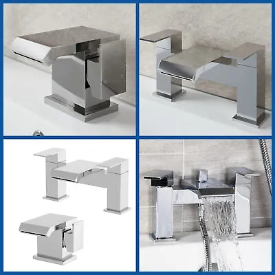 £39.99 • Buy Modern Waterfall Mono Basin Sink Mixer Tap Bath Shower Filler Showerhead Chrome