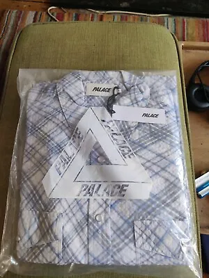 Palace Skateboards Warp Check Shirt Blue L • £40