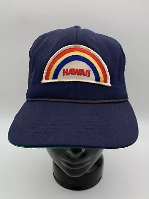 Hawaii Rainbow Vintage Blue Retro Rope Mesh Snapback Trucker Hat. Read • $12.99