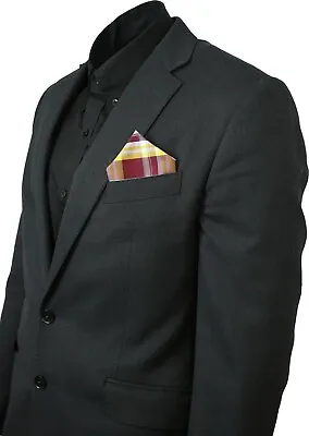 Relco Mens Pocket Handkerchief Square Paisley Floral Tartan Check Hanky Suit Mod • £3.49