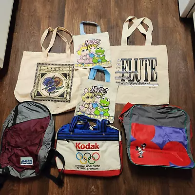 LOT OF 7 Vintage 1980s Bags Canvas Tote Duffel Backpack Disney Muppet Babies 80s • $94.01