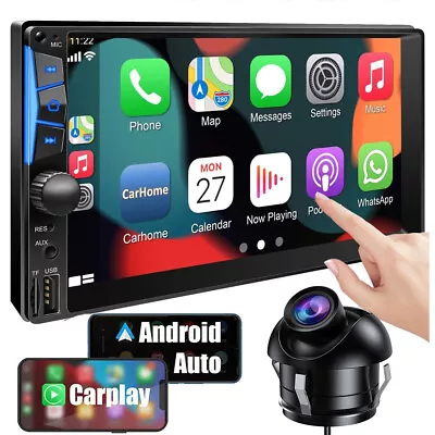 7  Double Din Car Stereo With Apple Carplay & Android Auto Play MP5 Radio+Camera • $112.77