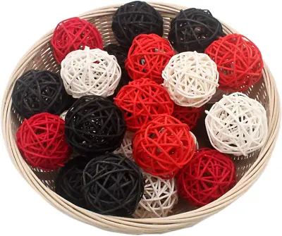 15 PCS Red Black White Decorative Wicker Rattan Balls For Vase Bowl Filler Red • £22.91