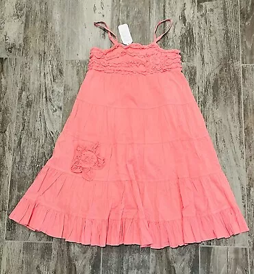 NWT MIMI & MAGGIE Sz 12-14 Pink Ruffle Flower Summer Lined Dress 12 14 NEW • $45