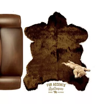 $359.99 • Buy Bear Skin Rug - Plush Brown Shag Faux Fur - Bonded Suede Lining - Made In USA