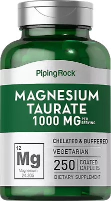 Magnesium Taurate | 1000mg | 250 Caplets | Vegetarian Non-GMO | By Piping Rock • $18.73