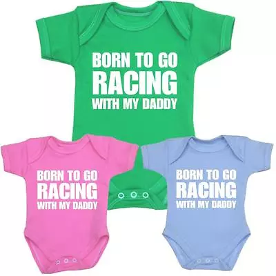 BabyPrem Baby Clothes RACING Daddy Bodysuit One-Piece Vest Shower Gifts Slogan • £8.99