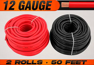 12 Gauge 12v Primary Wire Remote Cable Red & Black CCA - 2 Rolls - 50 Feet Each • $16.65
