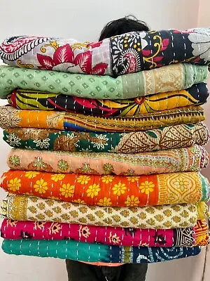 Wholesale Lot Of Indian Vintage Kantha Quilts Handmade Cotton Throws Blankets • $34.99