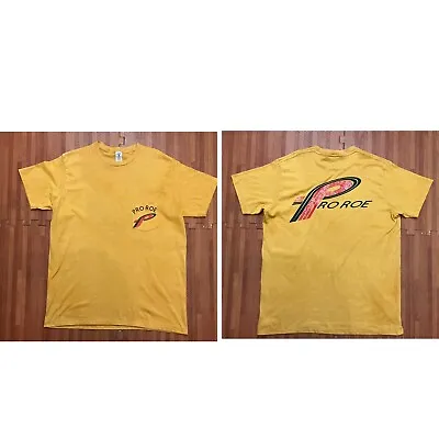 Vintage Velva Sheen Size XL Pro Roe Pocket T Shirt Yellow Single Stitch • $100