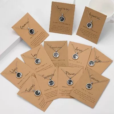 £3.48 • Buy Ladies Silver Star Sign Astrology Zodiac Birth Constellation Necklace Night UK