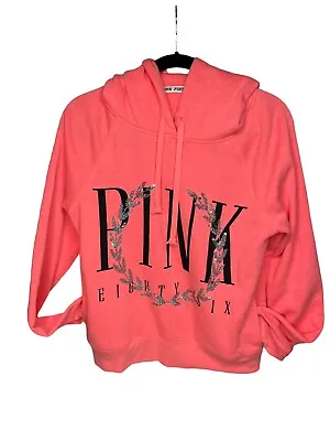 Victoria's Secret Pullover Women’s Medium Sweatshirt Hoodie Graphic Sequins Pink • $14.88