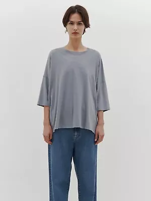 NWT Bassike Dove Grey Slouch Side Step Short Sleeve T-Shirt [XS] 100% Cotton Tee • $120
