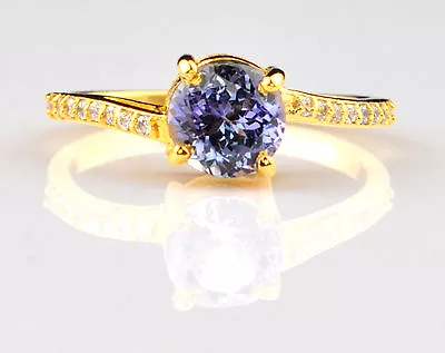 1.70 Carat Natural Blue Tanzanite IGI Certified Diamond Ring In 14KT Yellow Gold • $465