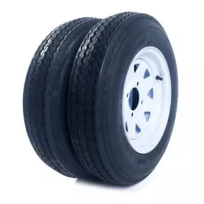 2pcs 5.30-12 Trailer Tire And Rim 5.30x12 Load Range B 4 Lug White Spoke Wheel • $97.99