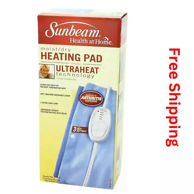 Heating Pad With Controller Moist/Dry Sunbeam - Light Blue  - 1 Count Fast Ship • $23.99