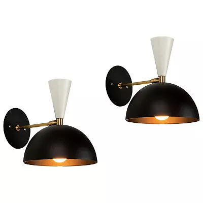 Pair Of Large 'Lola II' Sconces In Black And White Circa 1950s Handmade By H D • $473.48