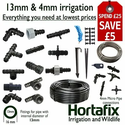 £1.45 • Buy Garden Micro Irrigation Watering System Connectors 13mm 4mm - Bulk Discounts
