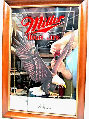 Vintage Miller High Life Wisconsin 1st Print Wildlife Series Bald Eagle Mirror • $74