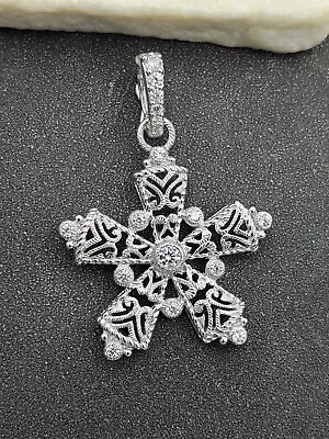 Judith Ripka Diamonique CZ 925 Sterling Silver Snowflake Enhancer Pendant VIDEO • $90.99