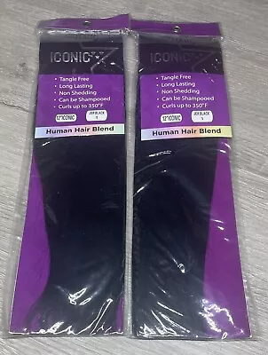 My Hair Iconic 12” Long Human Hair Blend  JER Black  Lot If 2 • $29.99