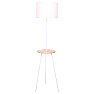 $68.90 • Buy Metal Tripod Floor Lamp Shade With Wooden Table Shelf