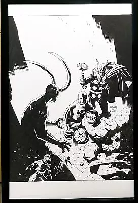 Avengers By Mike Mignola 11x17 FRAMED Original Art Poster Marvel Comics • $49.95