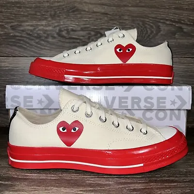 Converse Men's Chuck Taylor All Star 70 Low Comme Des Garcons PLAY White Shoes • $79.95