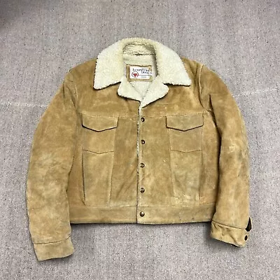 Vintage Sears Suede Jacket Mens Large Brown 1970s Sherpa Leather Shop Western • $79.99