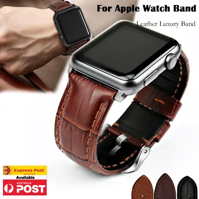 $12.99 • Buy Genuine Leather For Apple Watch Band Series 8 7 6 5 4 38/40/41/42/44/45mm Strap