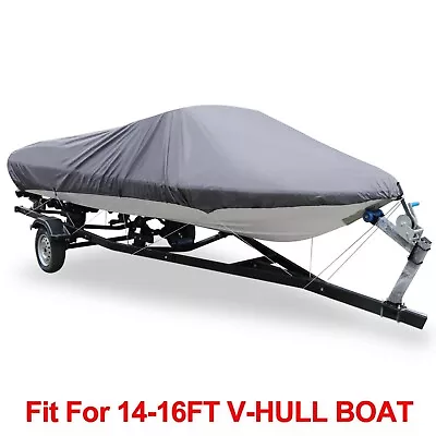 14' - 16' V-Hull Fishing Ski Storage Mooring Boat Cover Silver • $39.99