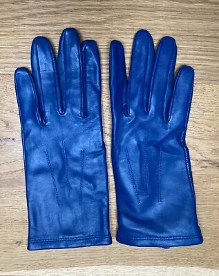M&S Driving Sapphire Blue Lined Leather Gloves -small-  NEW • £10