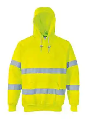 Class 3  High Visibility Hooded Sweatshirt W/ Reflective Tape Sizes S-4xl B304 • $42.80