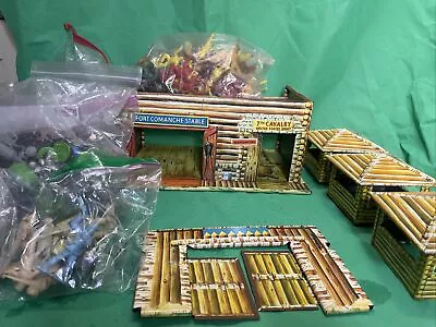 HUGE Vintage T. Cohn Playset Comanche Stable Western Cavalry Army Men LG JD • $100