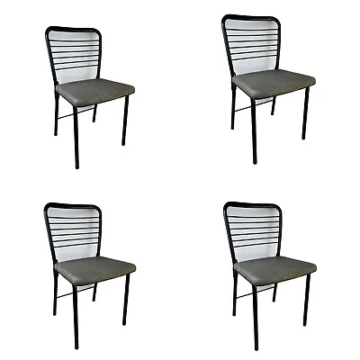 VTG 1950s Cosco Vinyl Padded Folding Metal Card Table Chairs Set Of 4 Atomic MCM • $231.39