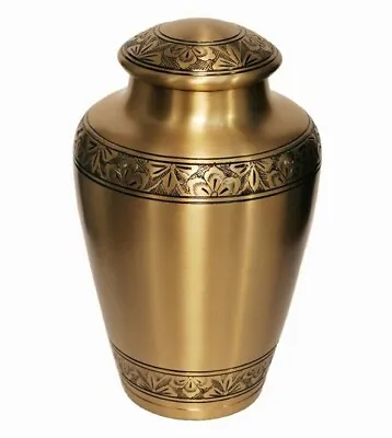 Simple Athens Gold Brass Adult Cremation Urn For Human Ashes  • $72.99