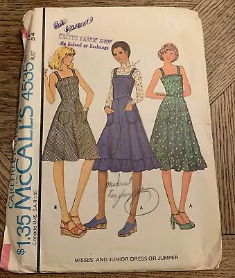 McCall’s Vintage Pattern Number 4535 Women’s Size 12 Dress Or Jumper From 1975 • $3.99