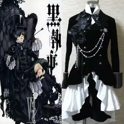 Anime Black Butler Ciel Phantomhive Black Suit Outfit Cosplay Costume! • $57