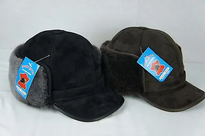 Genuine Sheepskin Shearling Suede Leather Fur Captain Elmer Fudd Men Hat M-2XL • $39