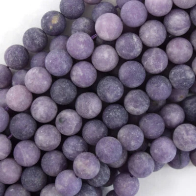 $5.99 • Buy Natural Matte Purple Lepidolite Round Beads 15.5  Strand 4mm 6mm 8mm 10mm 12mm