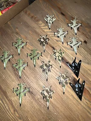 16 Pcs Vintage Die Cast Military Jets Air Force Fighters Stealth F-15 War Game • $39.99