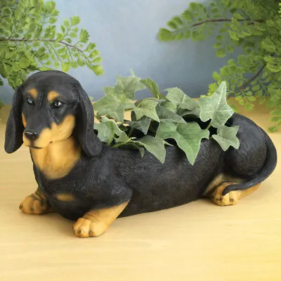 Realistic Detail & Texture Dachshund Puppy Dog 2 In 1 Garden Planter Statue • $49.99