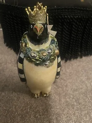 MacKenzie-Childs Queen PENGUIN Courtly Check Glass Ornament New In Box - Retired • $425