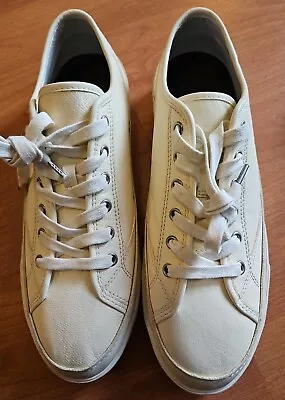 John Varvatos Shoes Mens 11 M OFF White Lace Up Leather Sneakers DISPLAY MODEL • $45