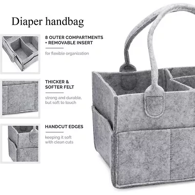 £7.29 • Buy Baby Diaper Handbag Kids Nappy Organizer Storage Box Caddy Felt Changing Carrier