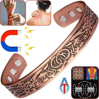 Mens Celtic Copper Bangle Magnetic Bracelet Pain Relief Arthritis Carpal Tunnel • £4.49