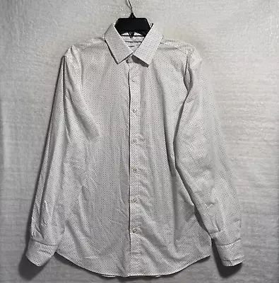 Old Navy Button Shirt Mens Medium White Blue Dot Long Sleeve Collar Non Iron • $5.99