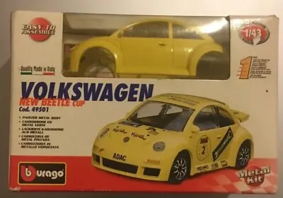 Burago VOLKSWAGEN New Beetle Cup Cod 49501 1/43 Metal Kit Bburago Yellow New Vw • $14.99